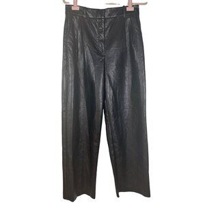 Aritzia Wilfred 10 Faux Vegan Leather Black Wide Leg Pants